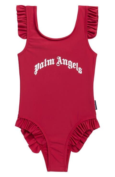 Kids' Curved Logo One-Piece Swimsuit