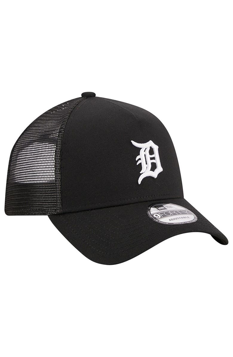 New Era Men's New Era Black Detroit Tigers A-Frame 9FORTY Trucker Adjustable Hat, Alternate, color,