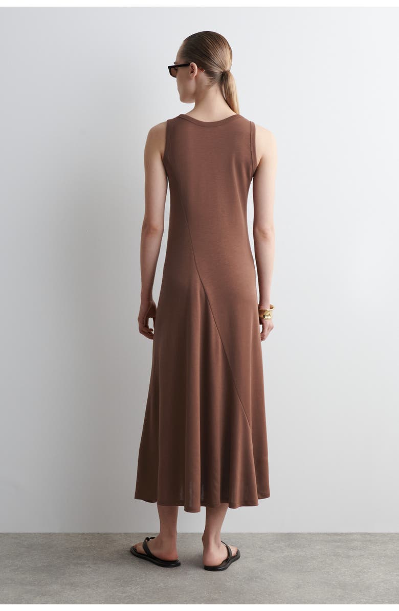 COS Asymmetric Jersey Midi Dress, Alternate, color, Brown