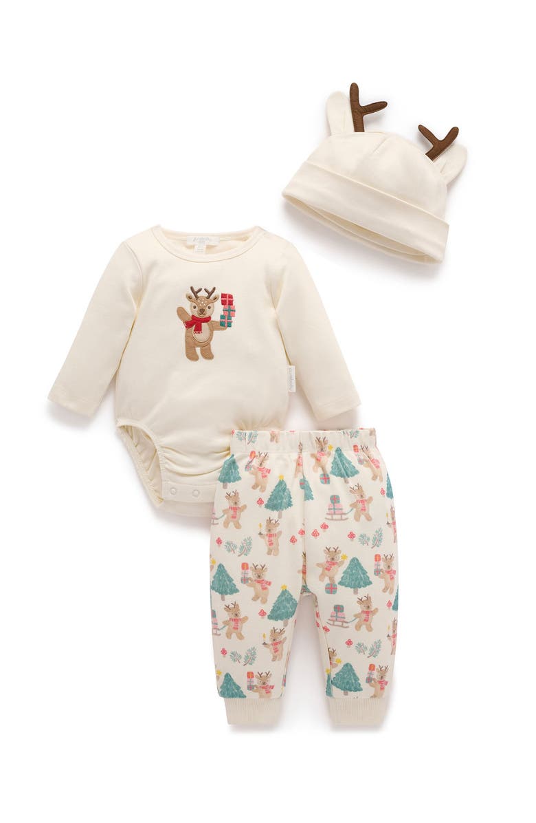 Purebaby 3 Piece Christmas Gift Set, Main, color, Deer Christmas Print