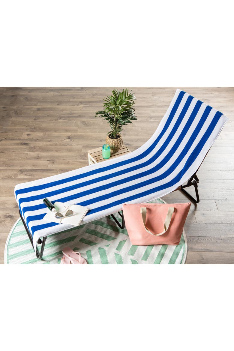 Stripe Lounge Chair Beach Towel - Top Fitted Pocket 26x82", Alternate, color, Blue