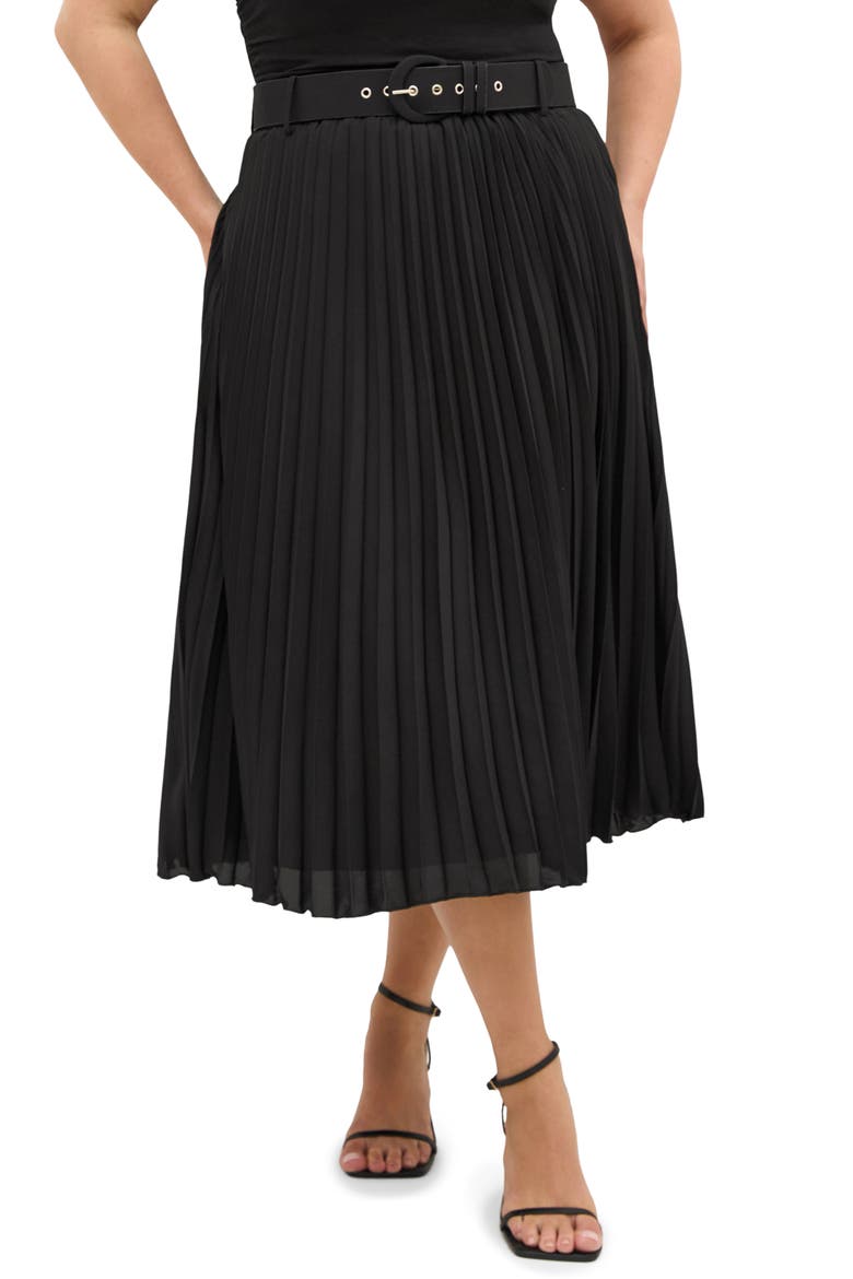 Petra Pleated Skirt, Main, color, BLACK