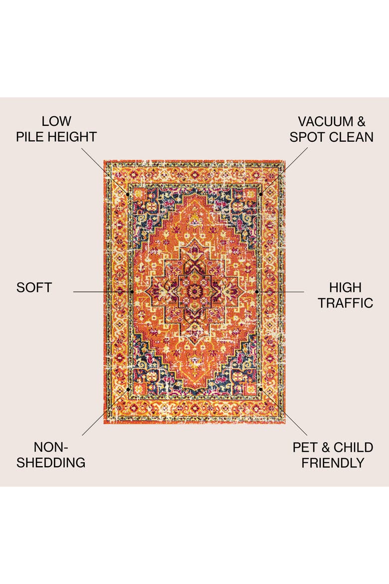 Brooklyn Geometric Medallion Area Rug, Alternate, color, Orange/Blue