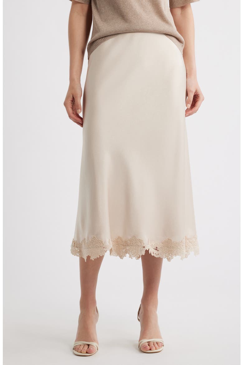 Brooks Lace Detail Satin Slip Skirt, Main, color, ANTIQUE