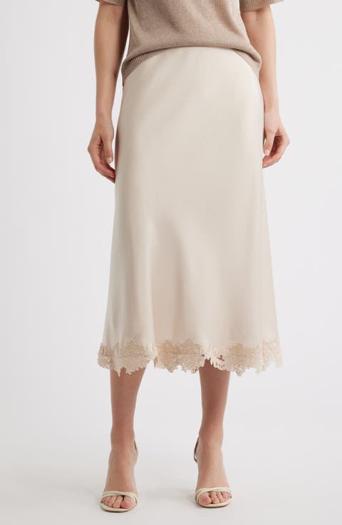 Brooks Lace Detail Satin Slip Skirt