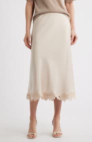 KOBI HALPERIN Brooks Lace Detail Satin Slip Skirt