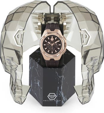 Octagon Chronograph Silicone Strap Watch, 44mm