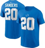 Nike Men's Nike Barry Sanders Blue Detroit Lions Retired Player Name & Number T-Shirt