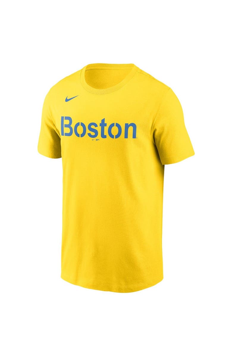 Nike Men's Nike Rafael Devers Gold Boston Red Sox City Connect Name & Number T-Shirt, Alternate, color,