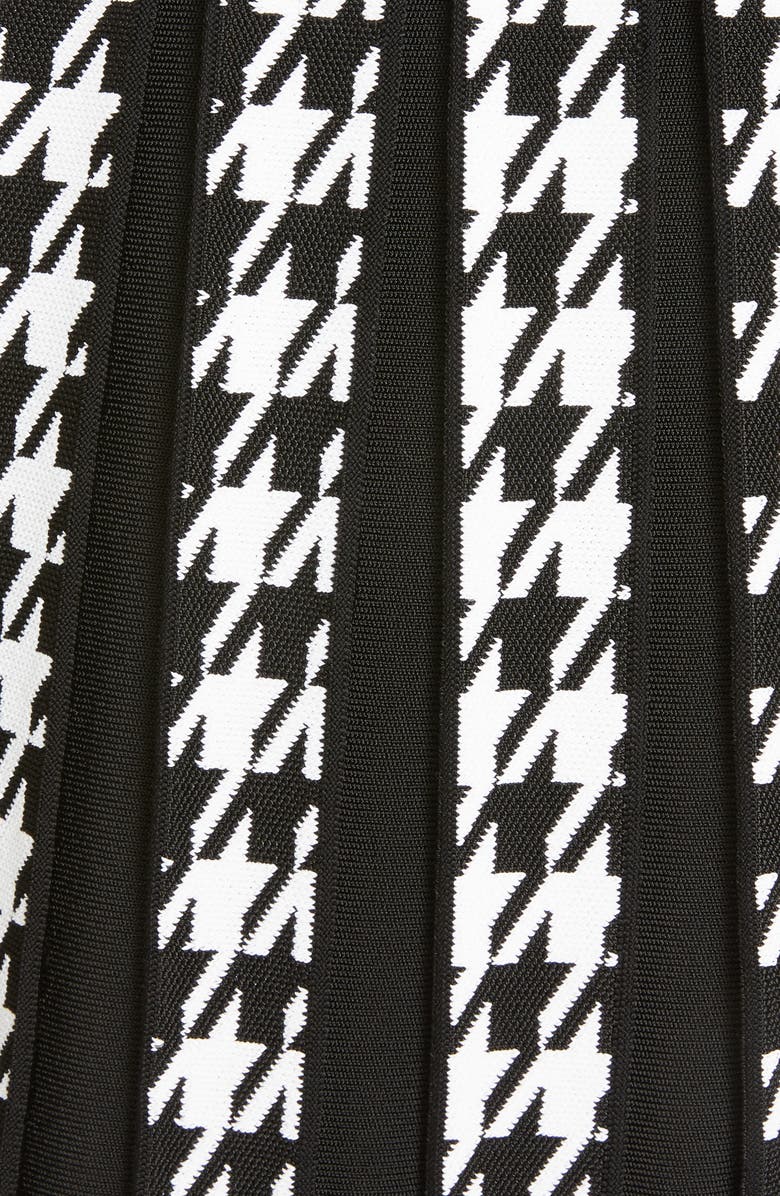 Balmain Houndstooth Pleated Knit Miniskirt, Alternate, color, 