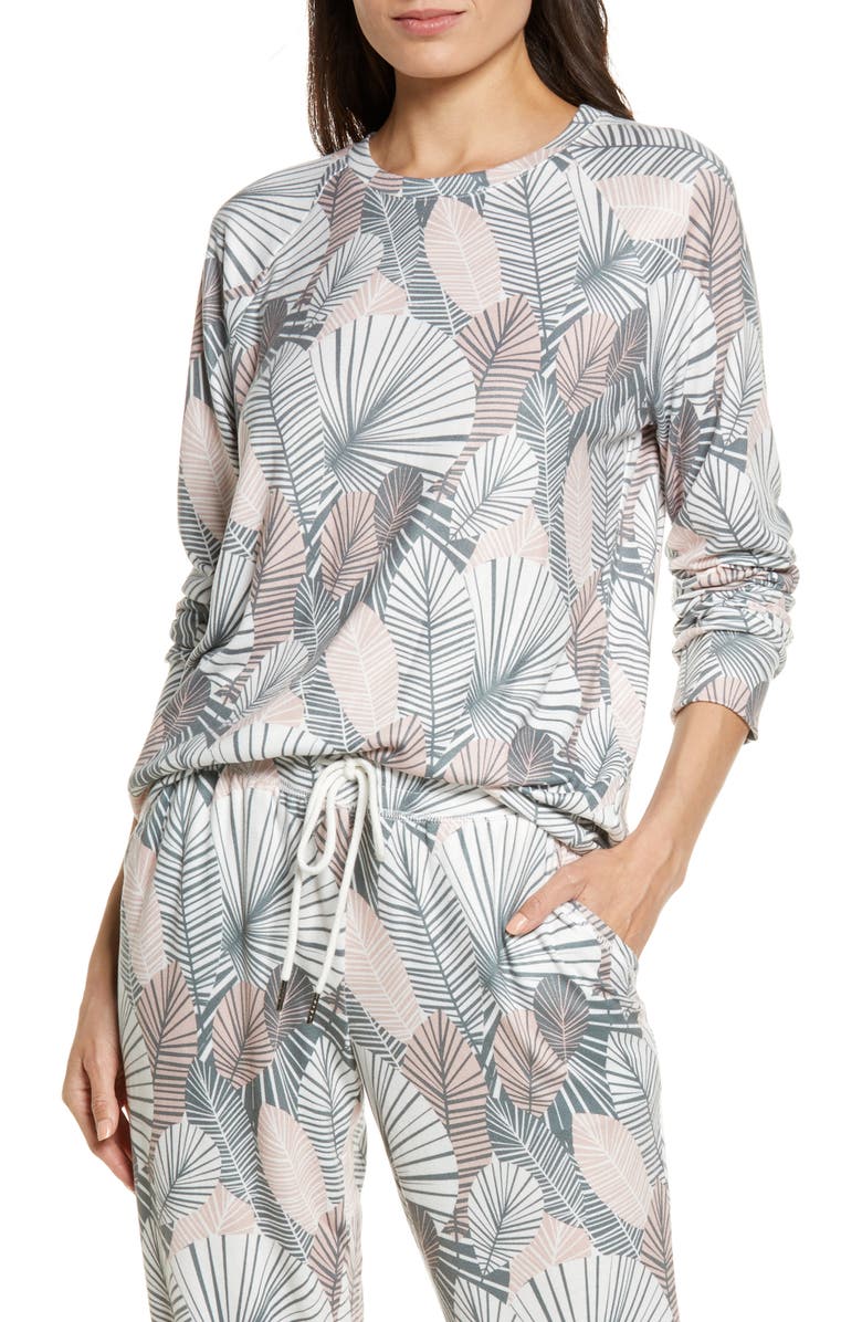 PJ Salvage Geo Palm Pajama Top, Main, color,