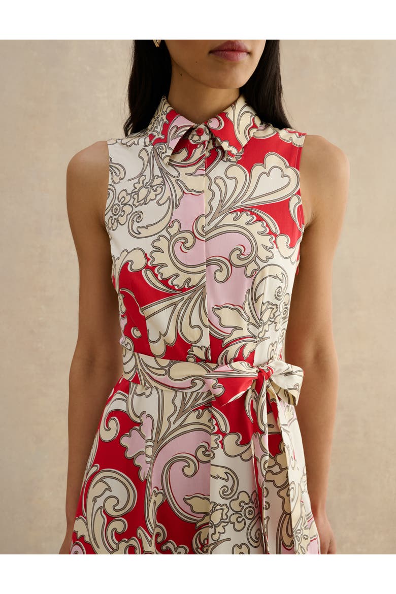 Beki Printed Collar Shirt Dress, Alternate, color, Redmulti