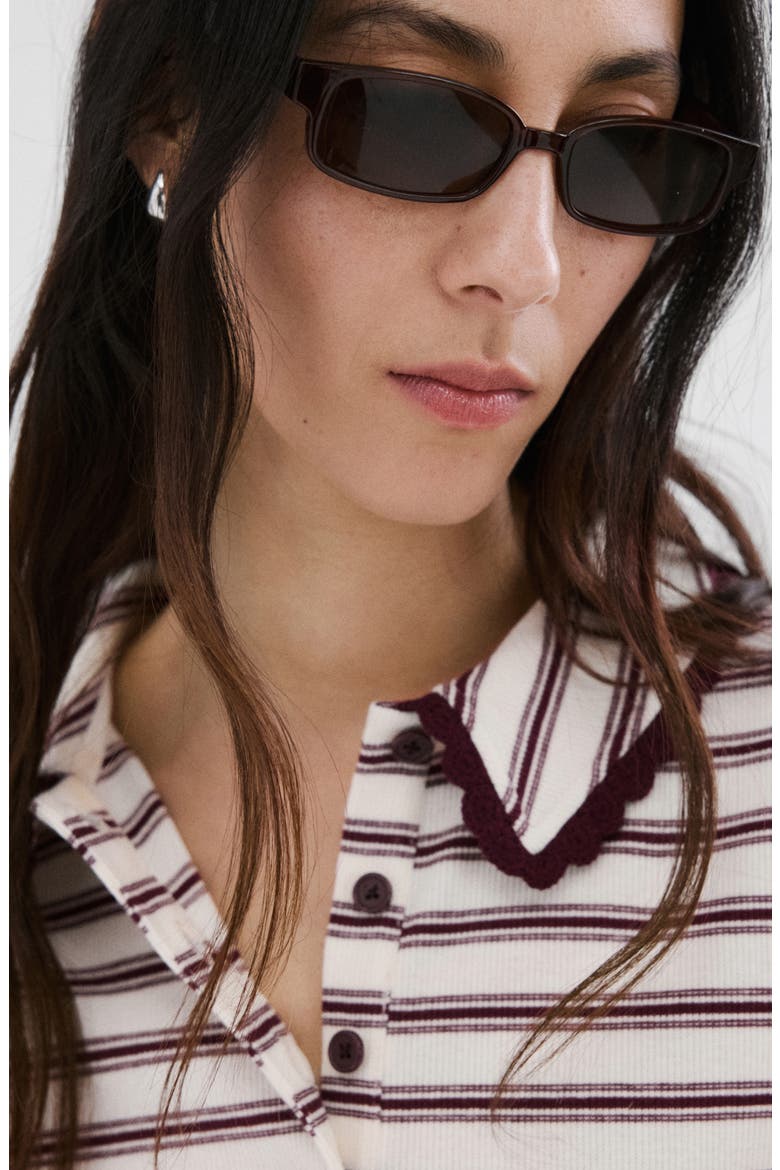 Stripe Scallop Collar Polo, Alternate, color, BURGUNDY