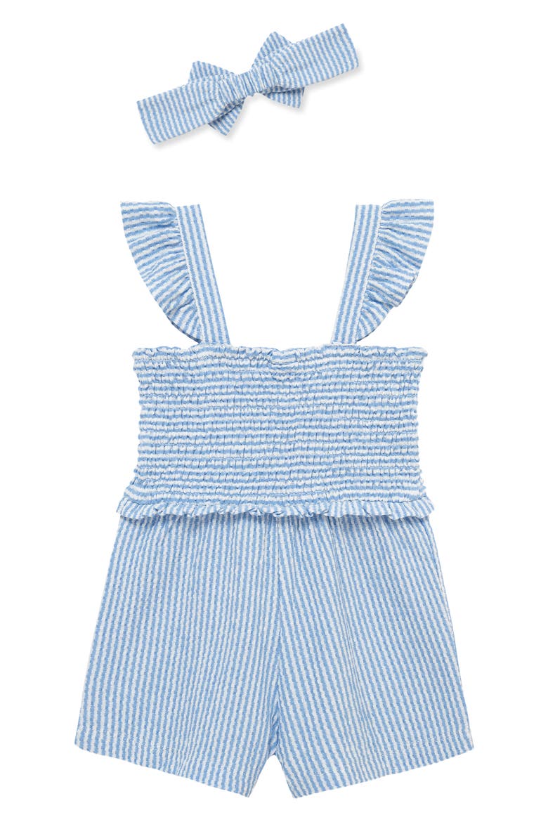 Blue Daisy Knit Romper & Headband Set, Alternate, color, BLUE