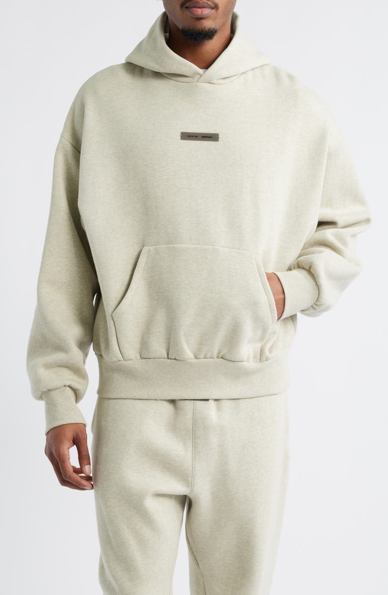 Fear of God Essentials Classic Fit Fleece Hoodie, Main, color, Heather Stone