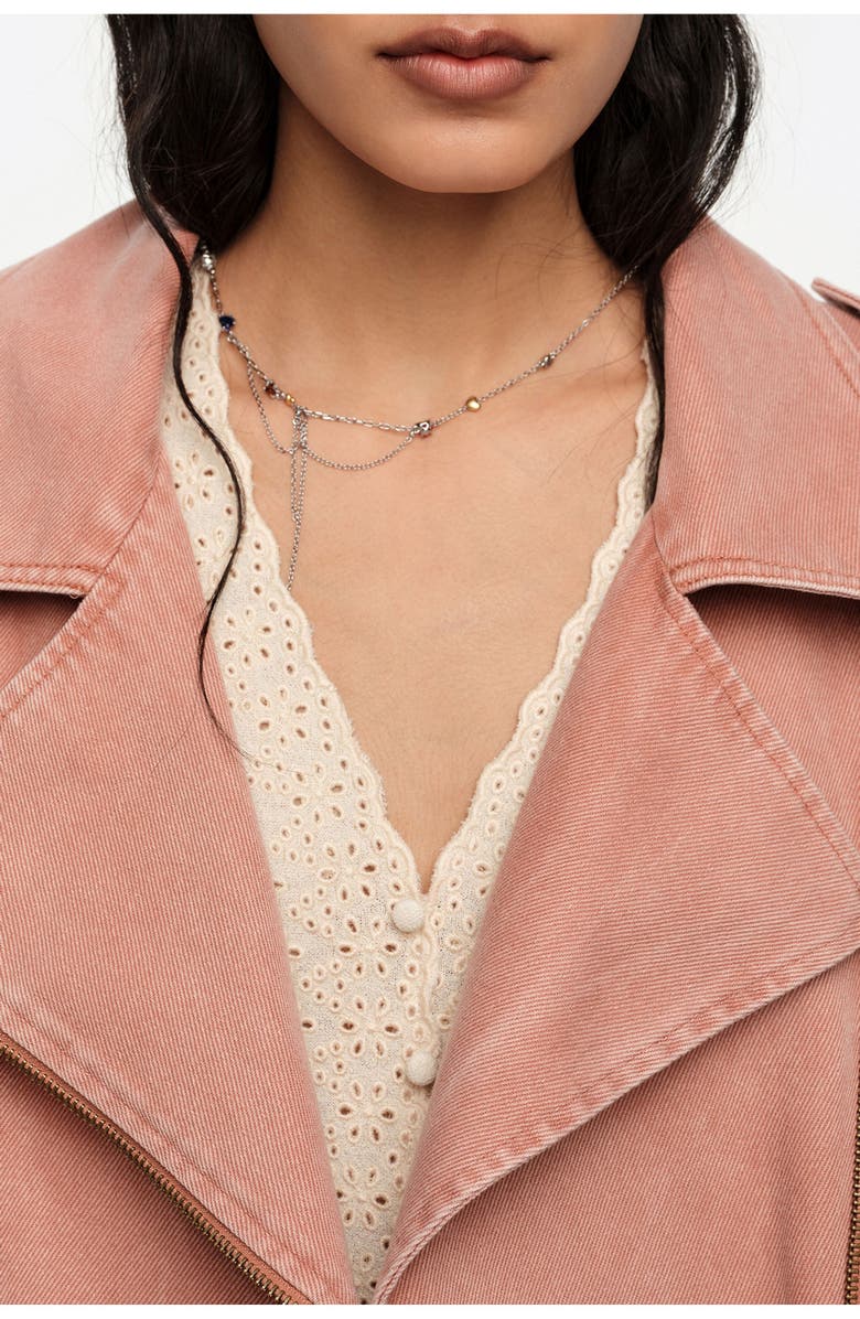 Bimba y Lola Denim double-breasted jacket, Alternate, color, Peach