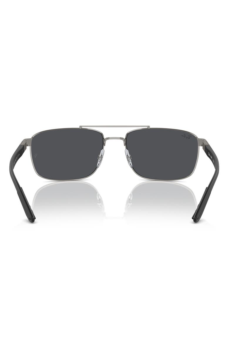 Ray-Ban 60mm Rectangular Sunglasses, Alternate, color, Dark Grey