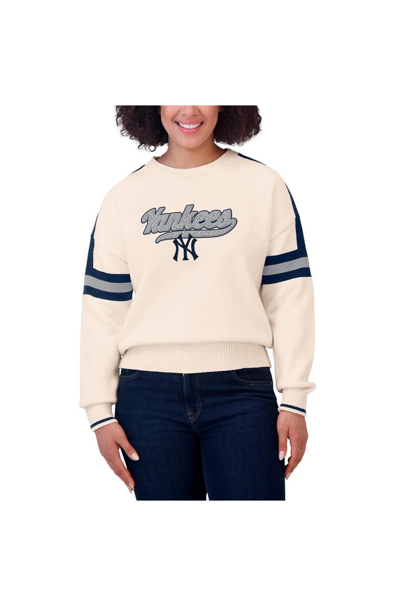 WEAR by Erin Andrews Women's WEAR by Erin Andrews  Cream New York Yankees Stripe Pullover Sweater, Alternate, color, Cream