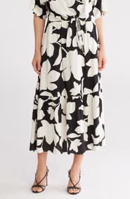 Ellen Tracy Tiered Pull-On Midi Skirt