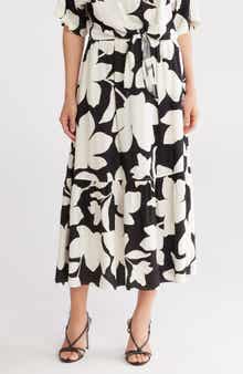 Tiered Pull-On Midi Skirt