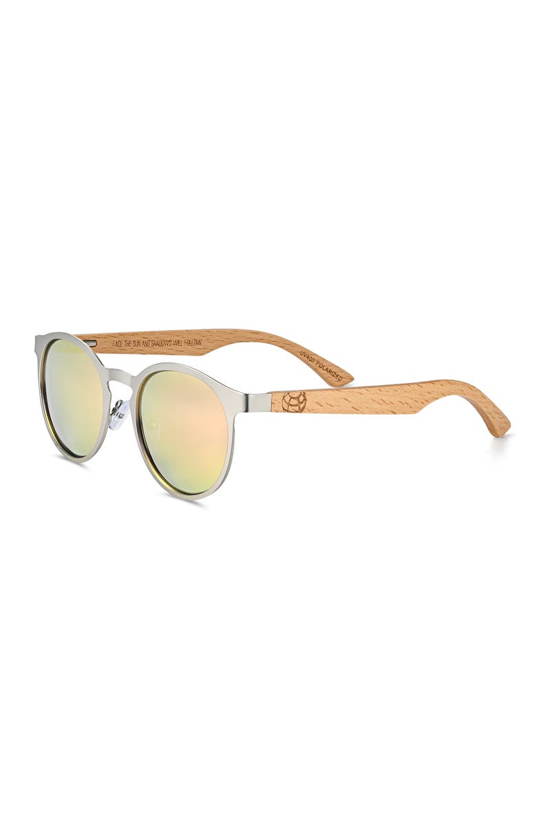 EARTH WOOD Positano Polarized Sunglasses, Main, color, Zebra/Brown
