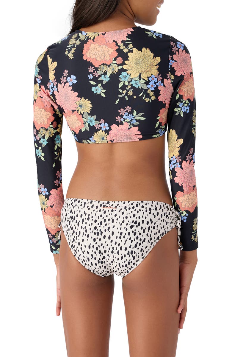 O'Neill Kids' Kali Long Sleeve Crop Two-Piece Swimsuit, Alternate, color, Black