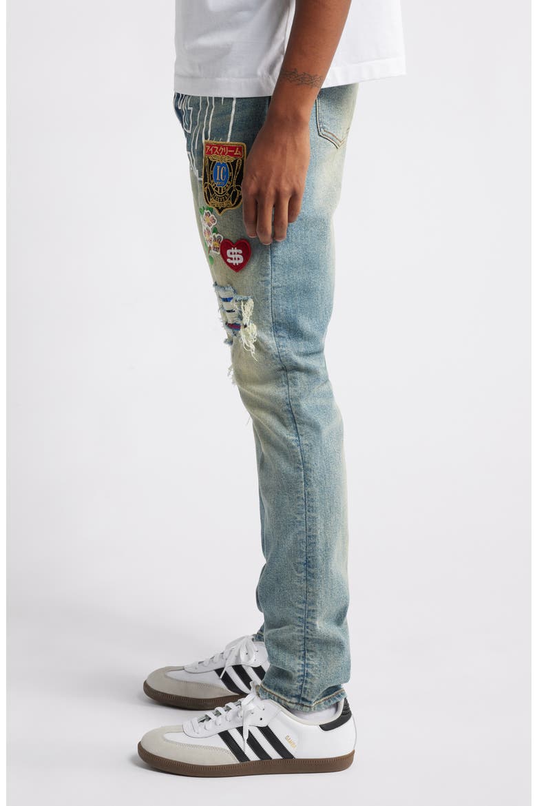 Certified Chocolate Distressed Ripped Knee Taper Leg Jeans, Alternate, color, GELATTO