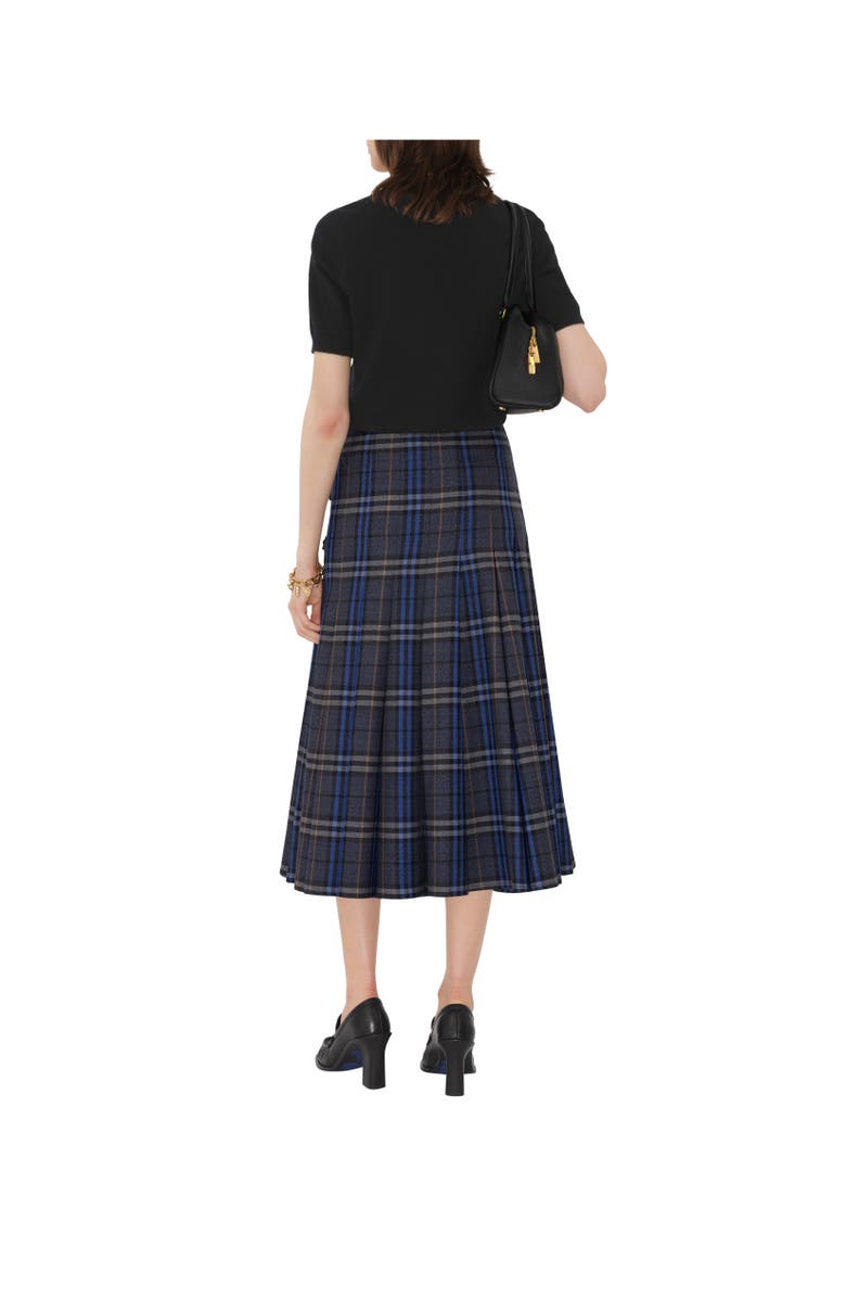 Burberry Check Wool Midi Kilt, Alternate, color, Bright Oxford Blue