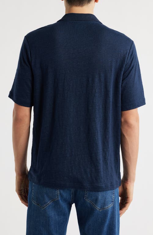 Nordstrom Linen Johnny Collar Polo In Blue