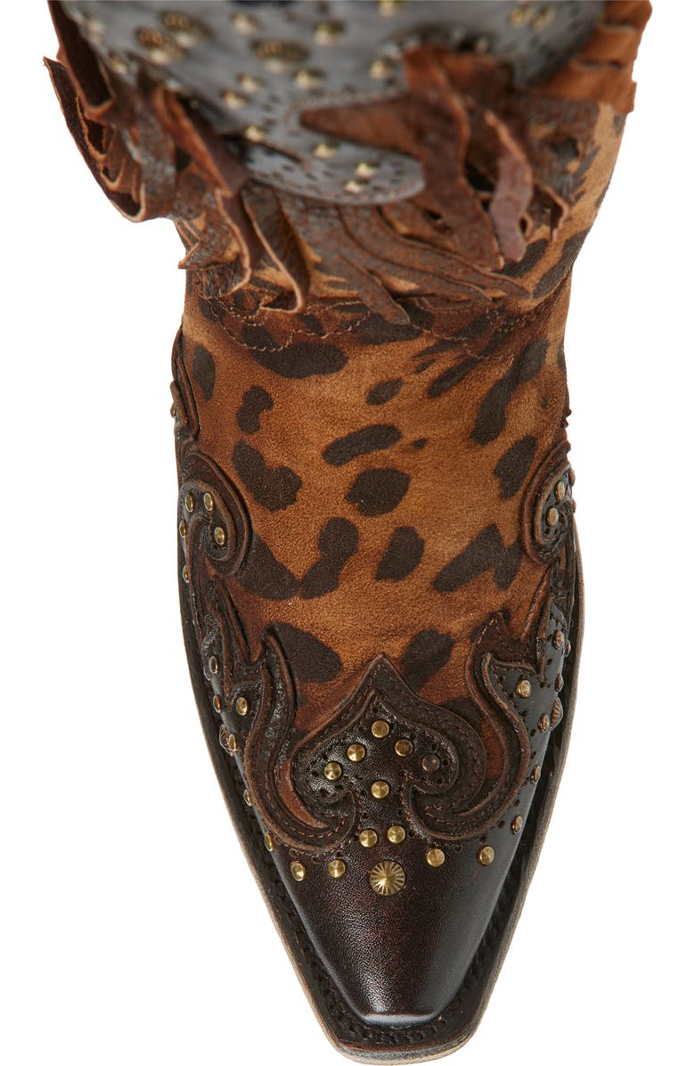 CORRAL Fringe Overlay Western Boot, Alternate, color, Honey