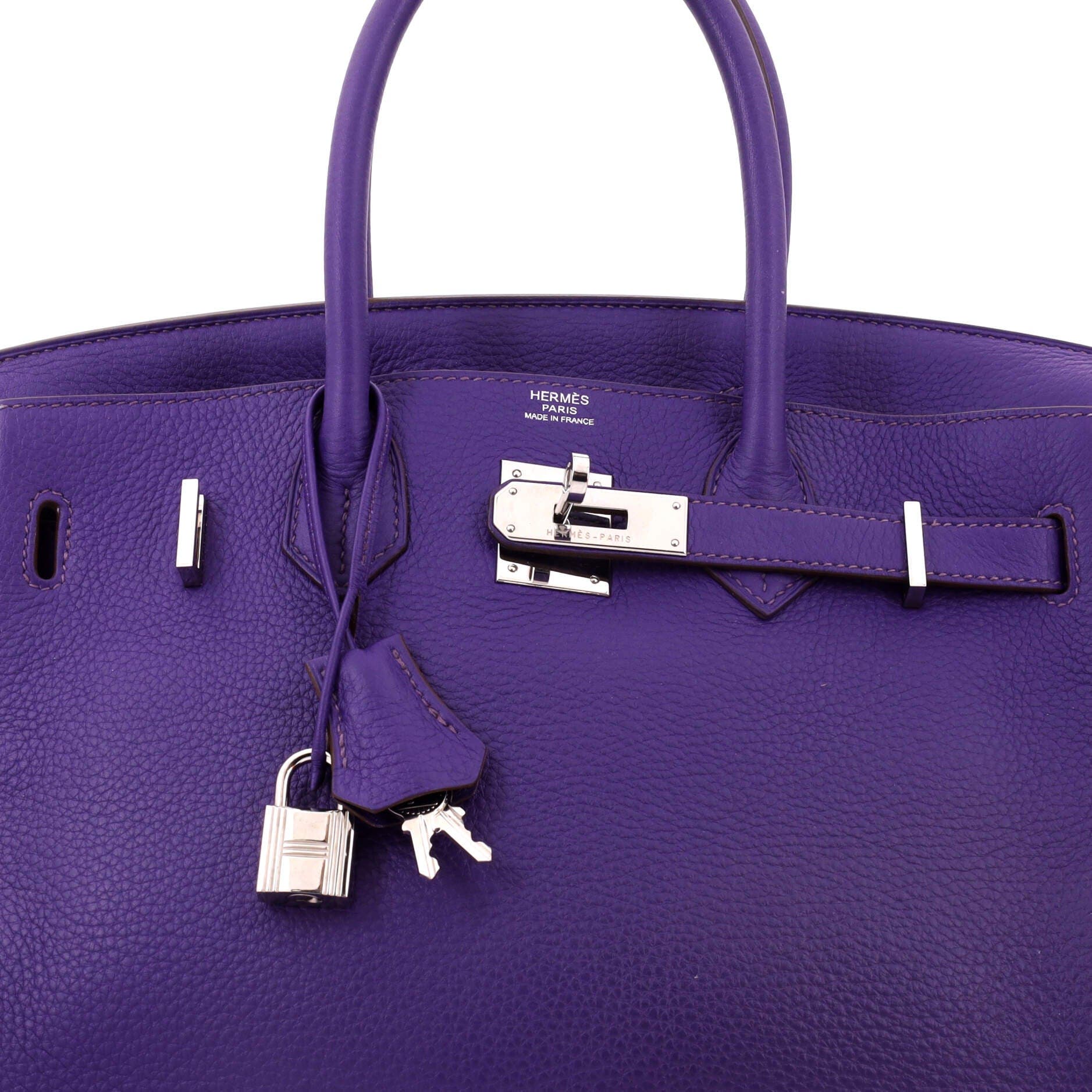 Pre-Owned Hermes Birkin Handbag Purple Clemence with Palladium Hardware 30, Alternate, color, Iris