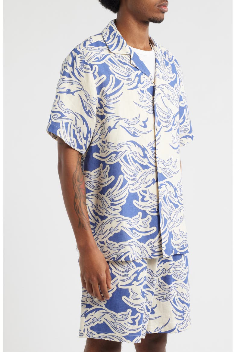 Rogue Linen Camp Shirt, Alternate, color, BLUE