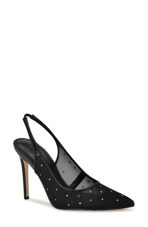 Feather Rhinestone Mesh Pump (Women)