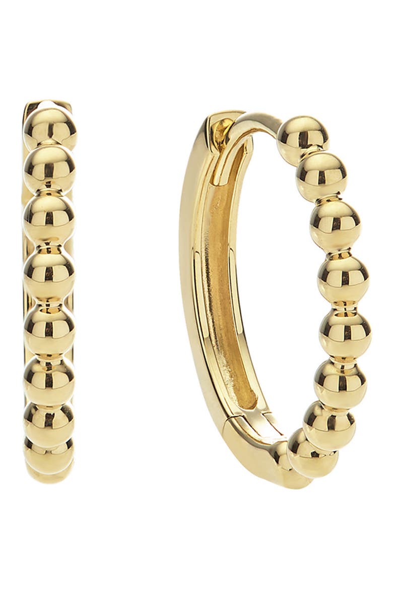 18K Gold Caviar Half Bead Hoop Earrings, Main, color, GOLD