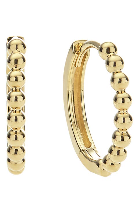 18K Gold Caviar Half Bead Hoop Earrings