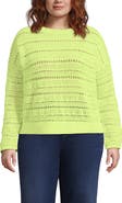 Lands' End Cotton Blend Pointelle Crew Neck Sweater