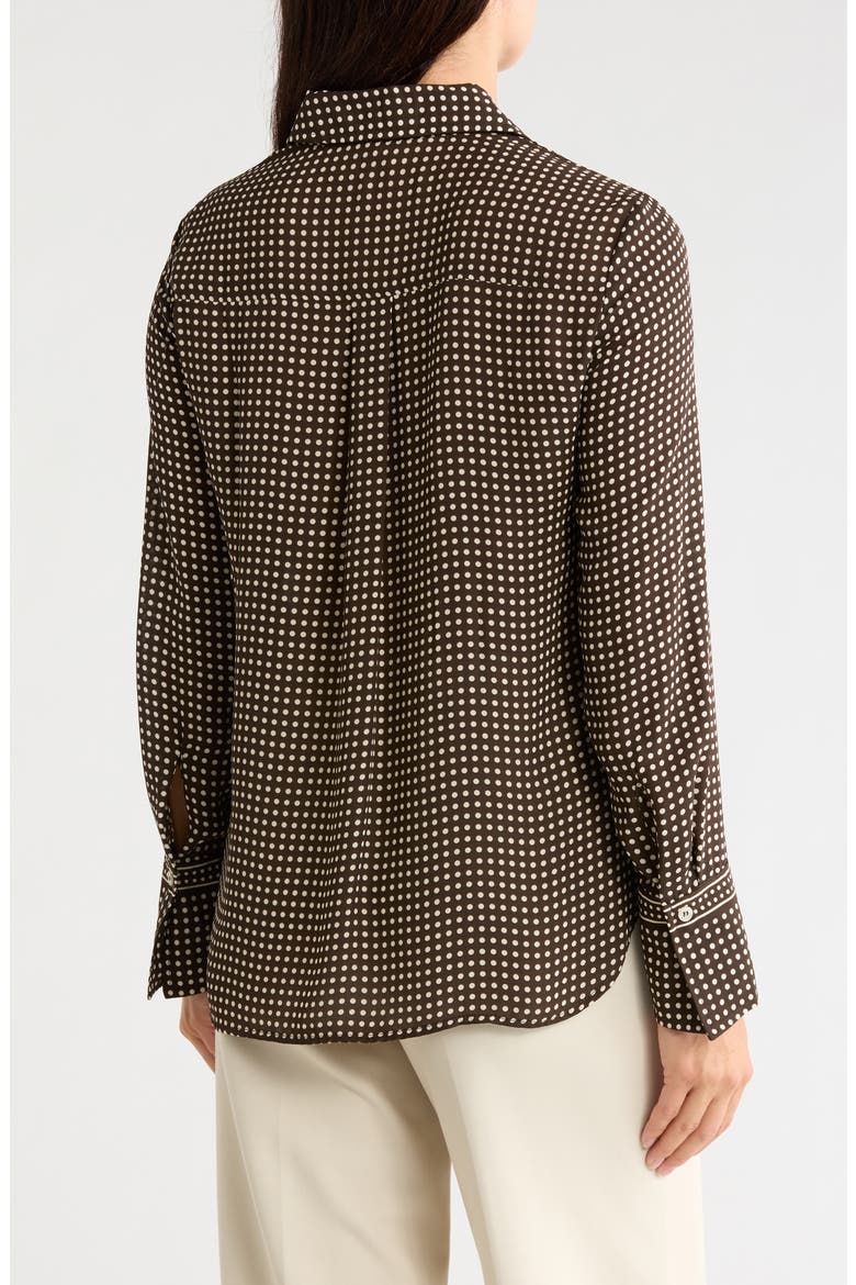 Printed Long Sleeve Button-Up Shirt, Alternate, color, CHOCOLATE/ IVORY GAME DOT