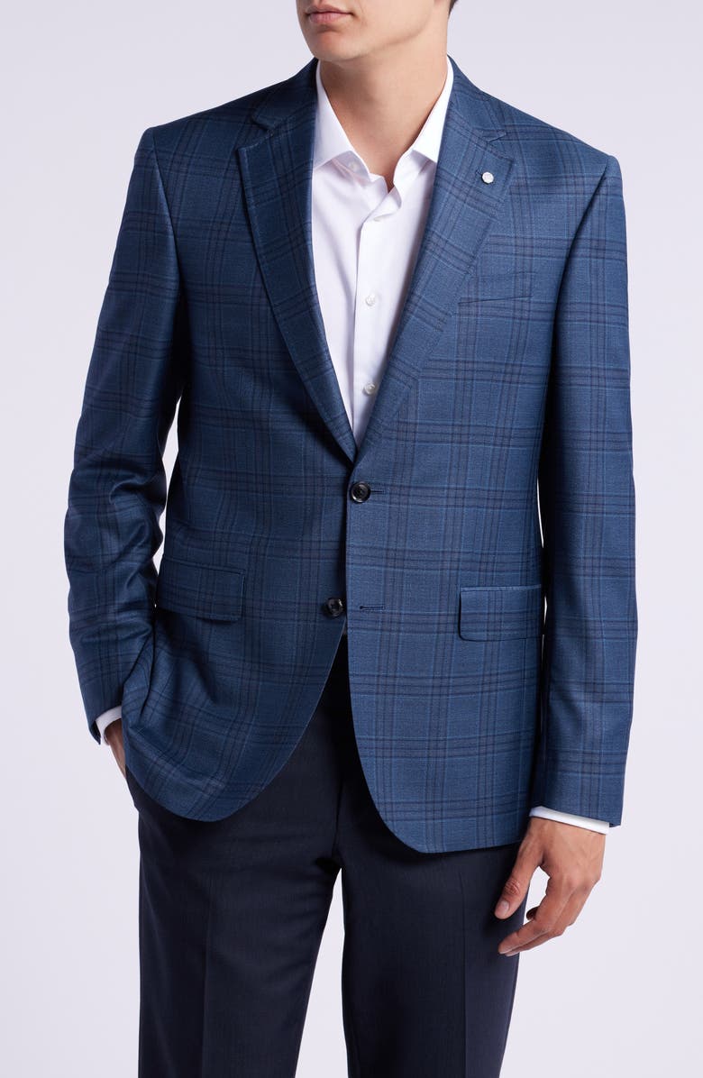 Ted Baker London Jay Slim Fit Plaid Wool Sport Coat, Main, color,