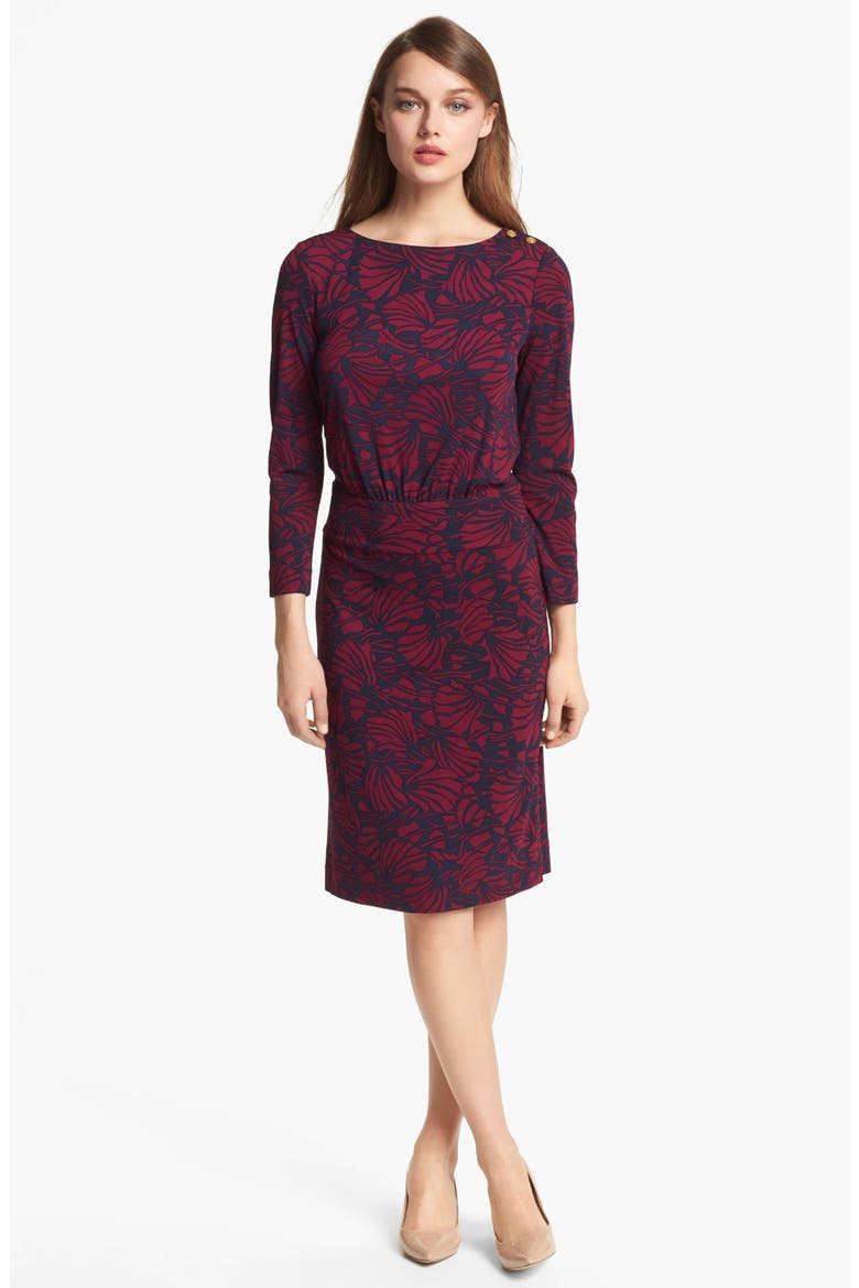 'Etta' Print Blouson Dress, Main, color, TORY NAVY AZOLLA COMBO