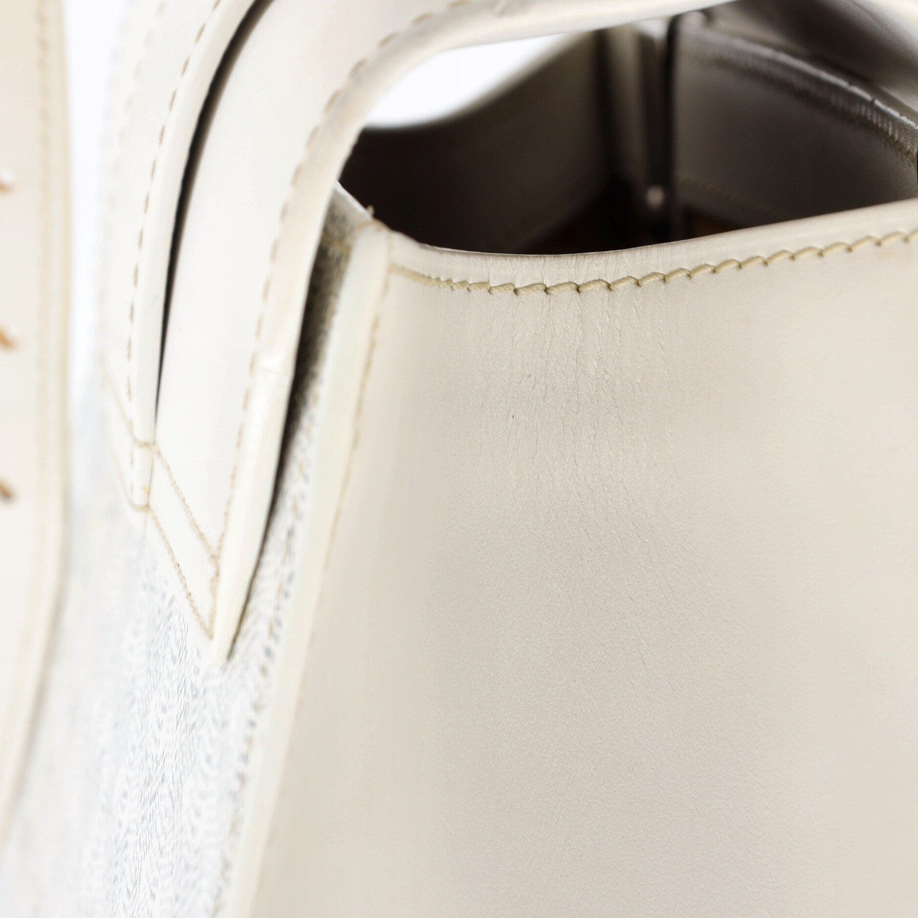 Saigon Top Handle Bag Coated Canvas with Leather PM, Alternate, color, White