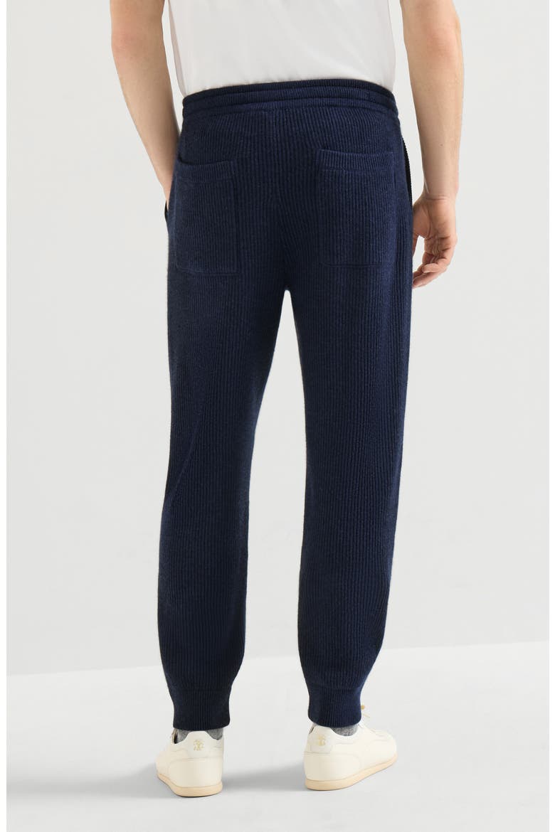 Cashmere English rib knit joggers, Alternate, color, Marine