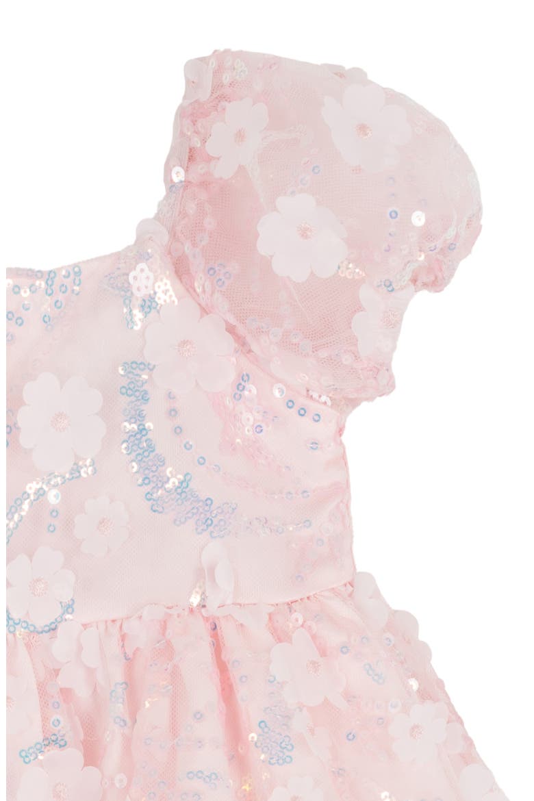 3D Sequin Mesh Dress & Bloomers, Alternate, color, PINK