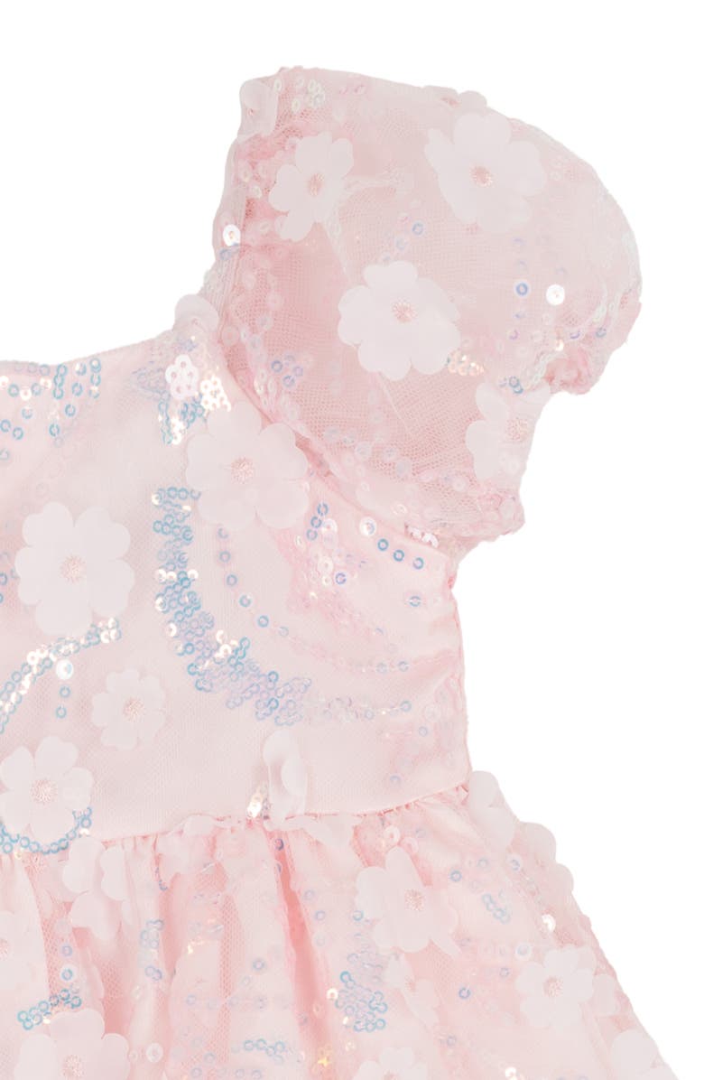 Rare Editions 3D Sequin Mesh Dress & Bloomers, Alternate, color, Pink