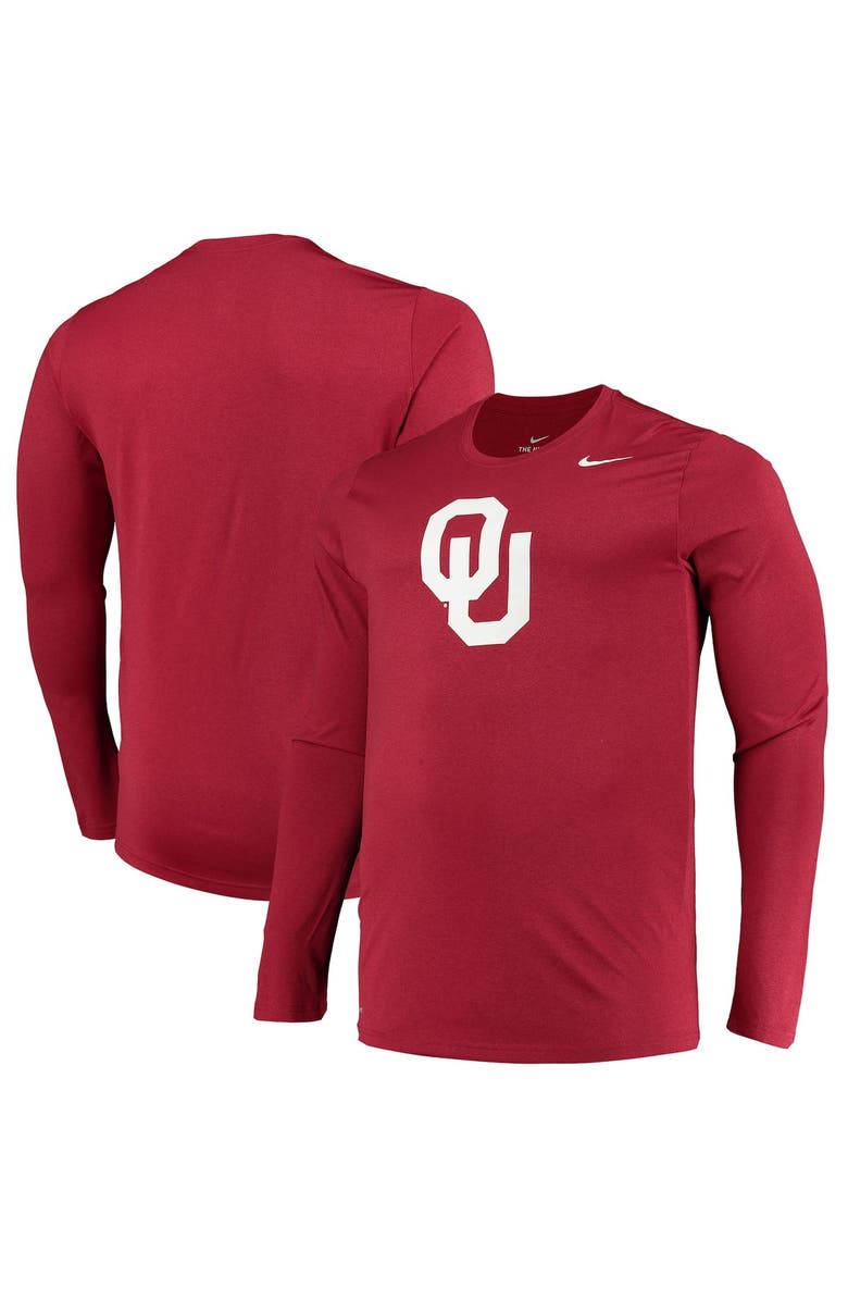 Nike Men's Nike Crimson Oklahoma Sooners Big & Tall Primary Logo Legend Performance Long Sleeve T-Shirt, Alternate, color, 