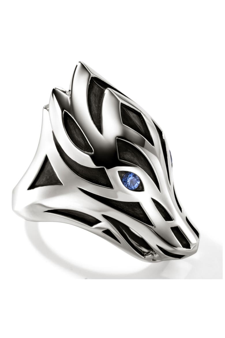 Naga Ring, Sterling Silver, Blue Sapphire, Alternate, color, SILVER