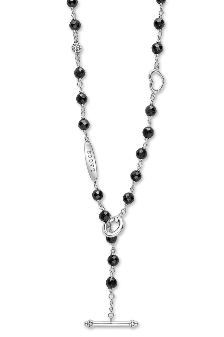 Caviar Icon Ceramic Beaded Necklace, Alternate, color, SILVER