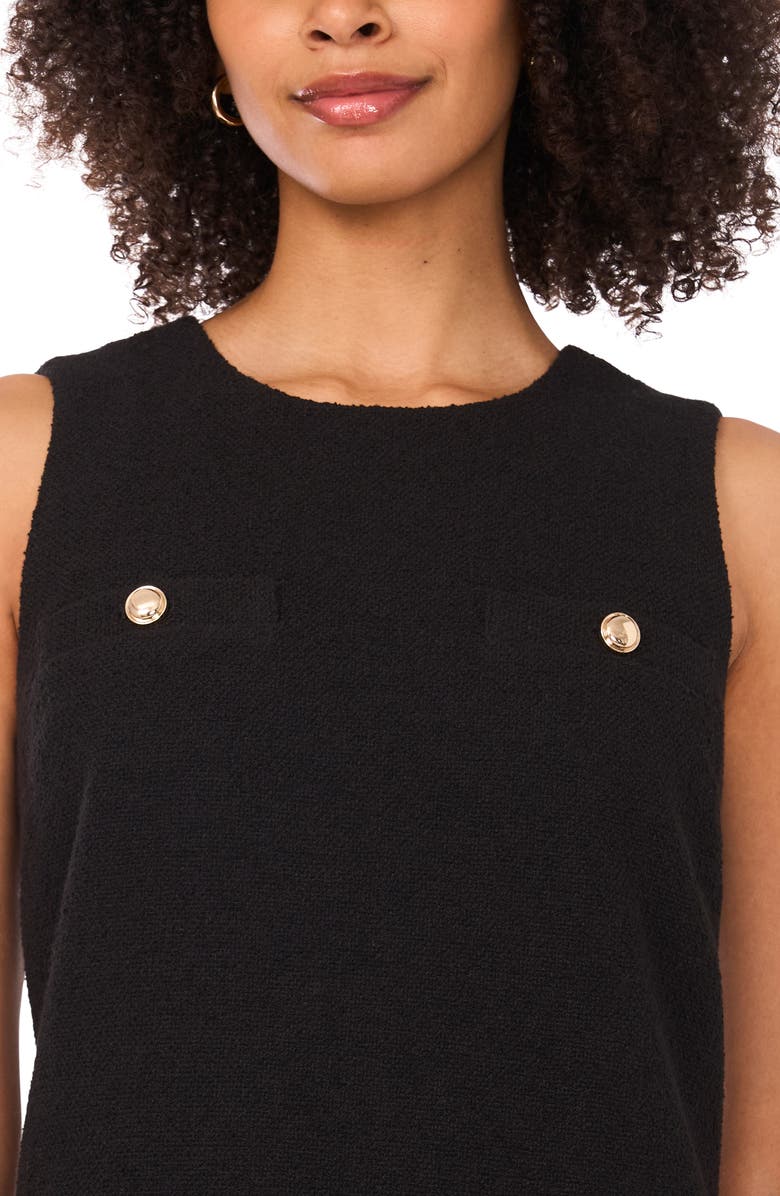 Ted Baker Faux Chest Pocket Bouclé A-Line Dress, Alternate, color, Rich Black