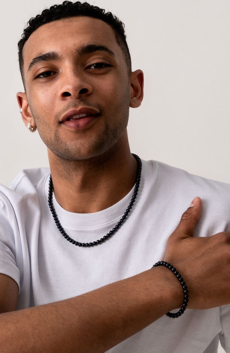 Dower & Hall Men's Black Pearl Bracelet, Alternate, color, Sterling Silver