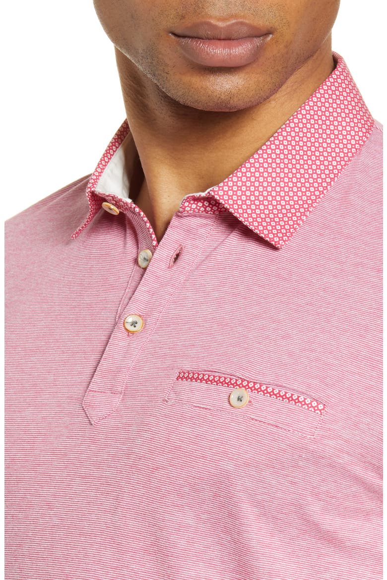 Gwack Slim Fit Pinstripe Pocket Polo, Alternate, color, DEEP PINK