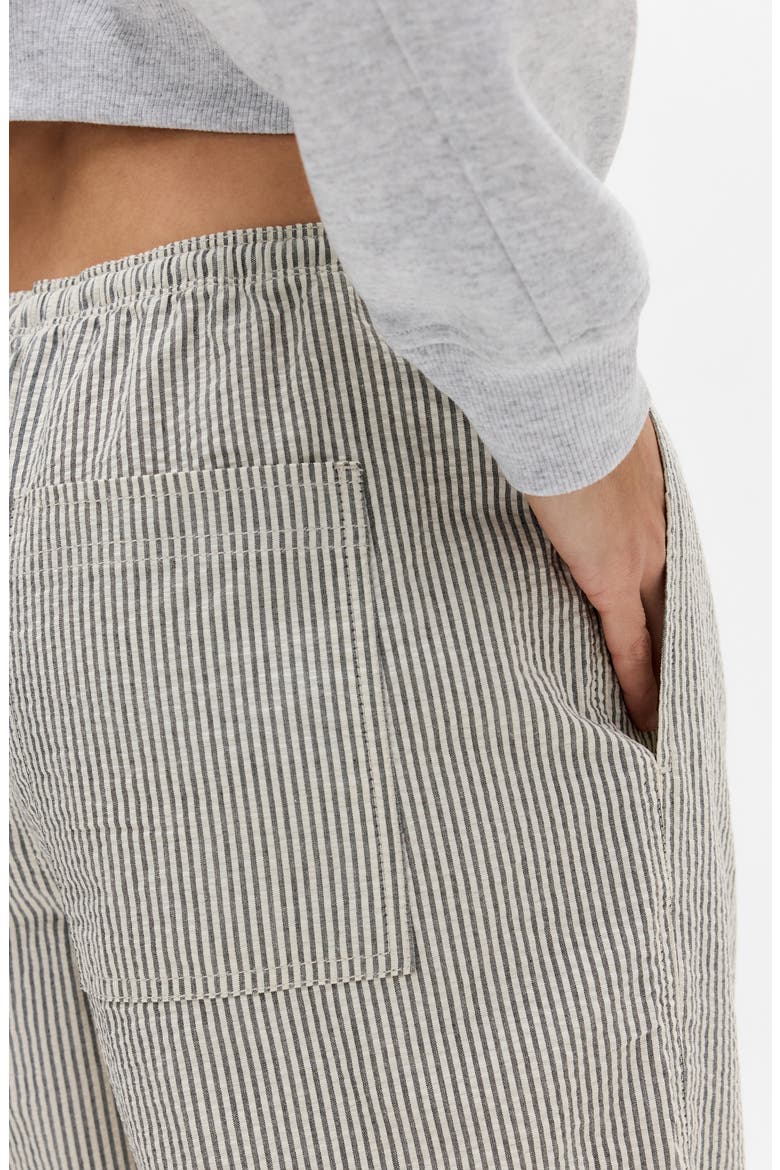 Joey Stripe Cotton Drawstring Waist Pants, Alternate, color, BLACK/WHITE